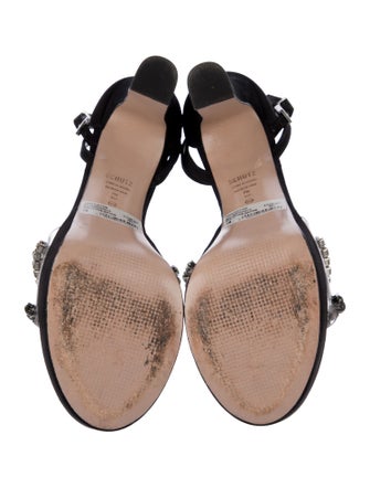 Schutz Suede Crystal Embellishments Sandals