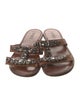 Schutz Leather Crystal Embellishments Slides