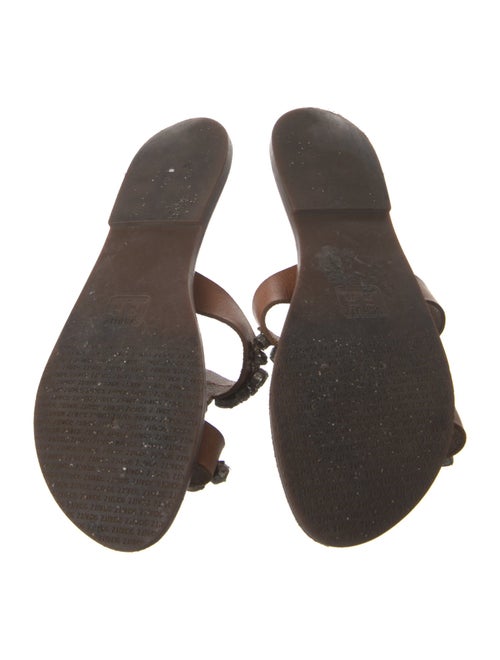 Schutz Leather Crystal Embellishments Slides