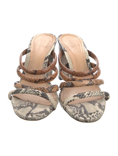 Schutz Embossed Leather Animal Print Slides
