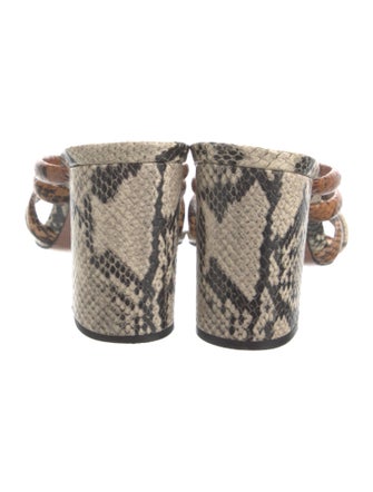 Schutz Embossed Leather Animal Print Slides