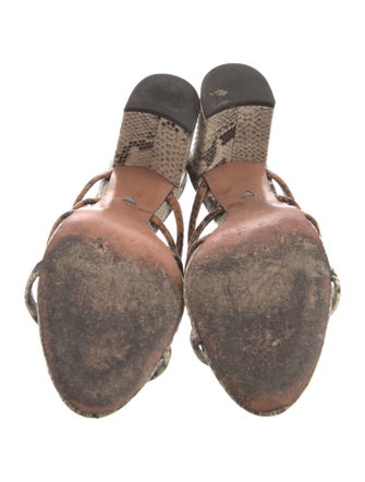 Schutz Embossed Leather Animal Print Slides