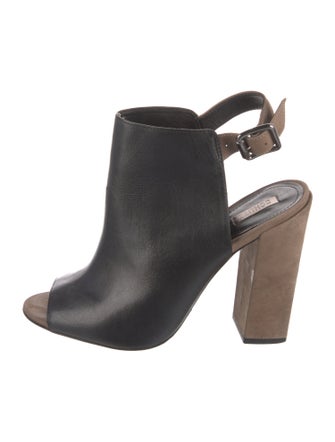 Schutz Leather Colorblock Pattern Slingback Pumps