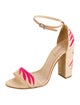 Schutz Straw Graphic Print Sandals