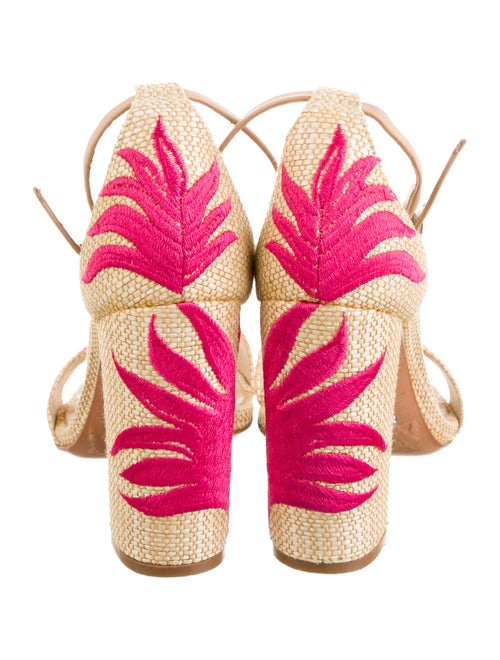 Schutz Straw Graphic Print Sandals