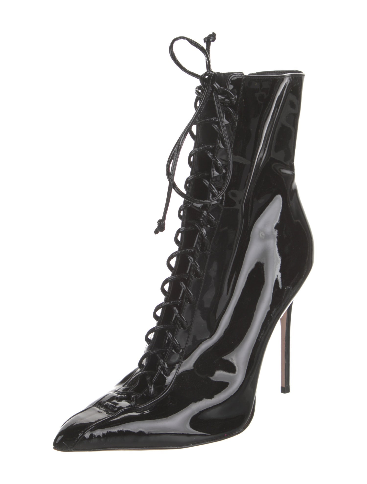 Schutz Patent Leather Lace-Up Boots
