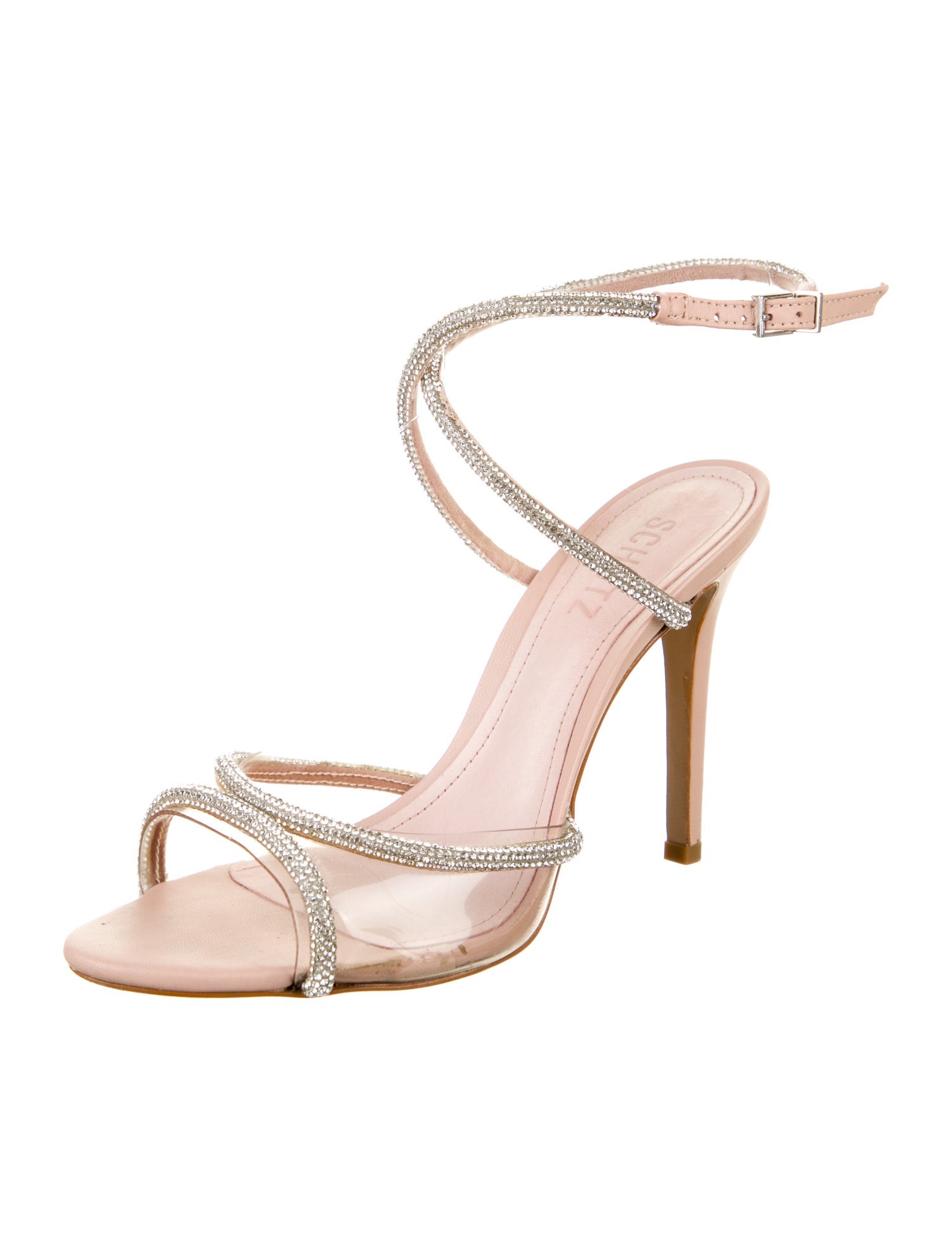 Schutz Leather Crystal Embellishments Sandals