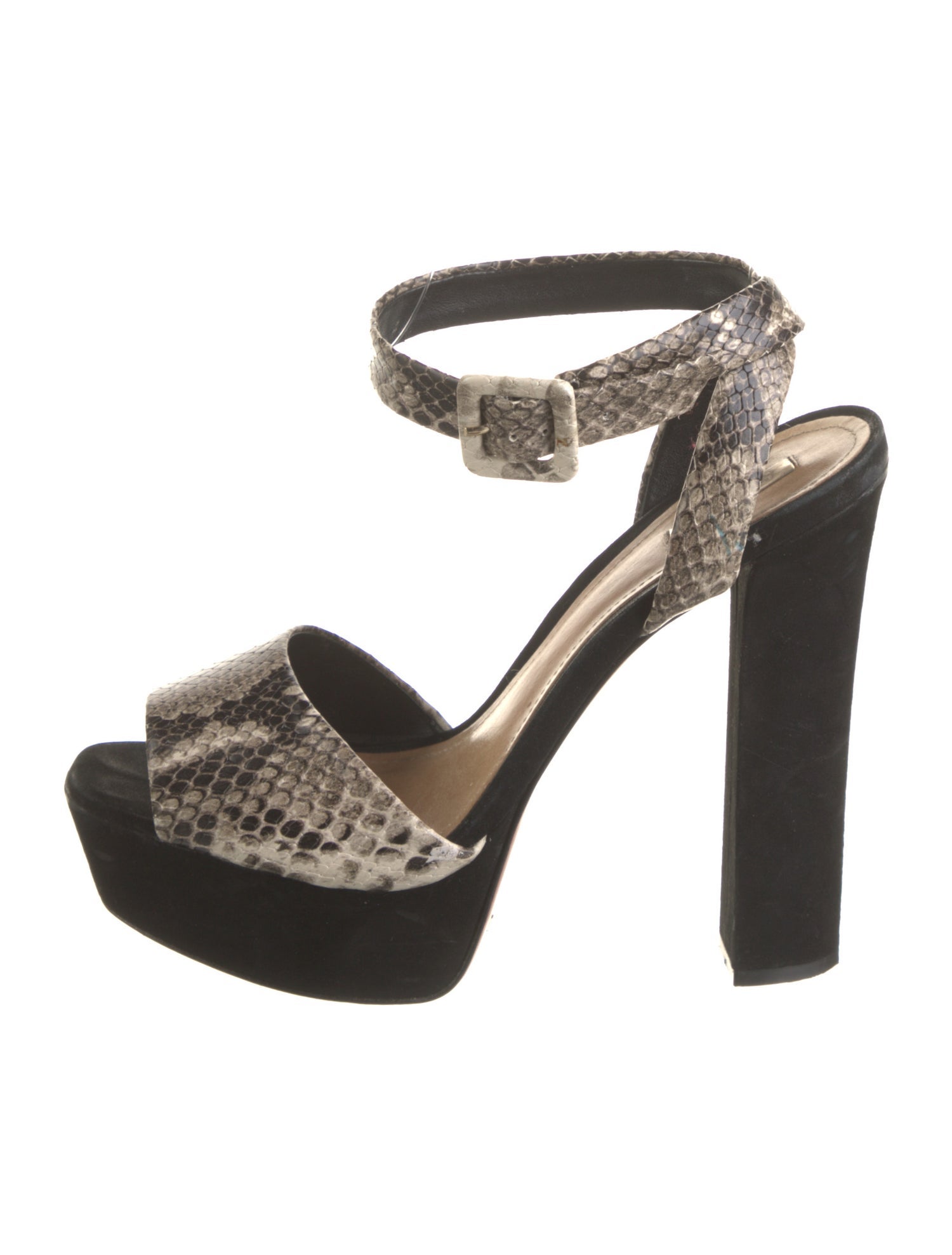Schutz Leather Animal Print Sandals