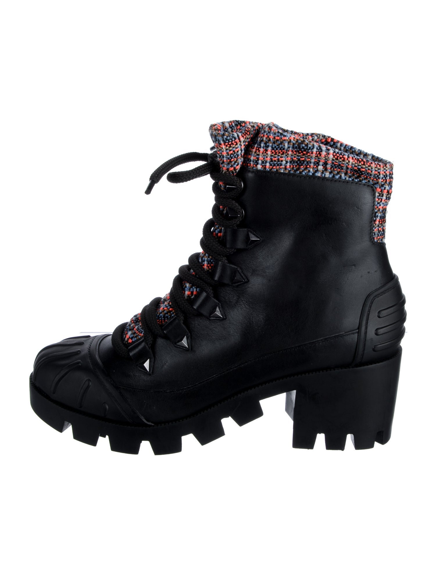 Schutz Leather Studded Accents Combat Boots