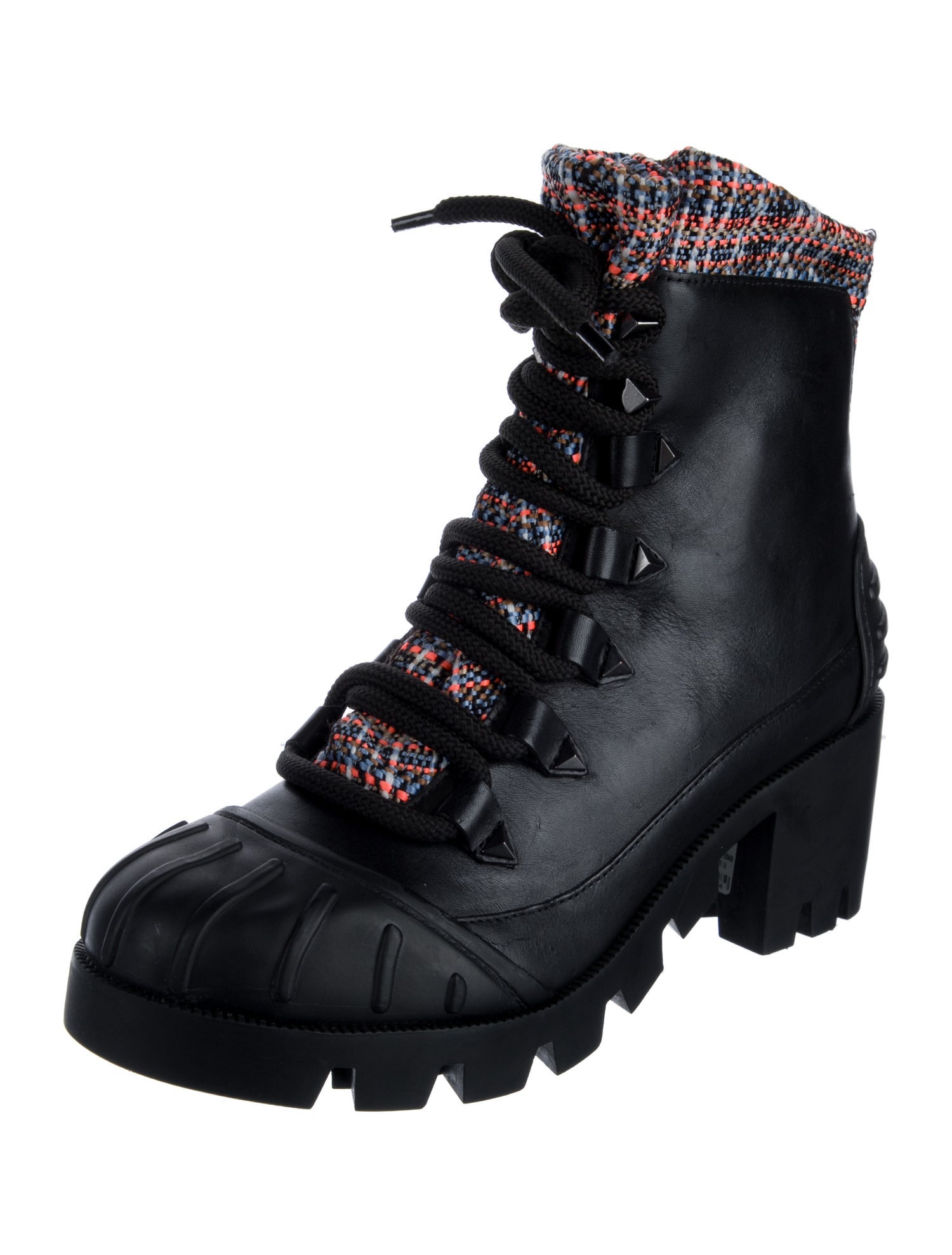 Schutz Leather Studded Accents Combat Boots