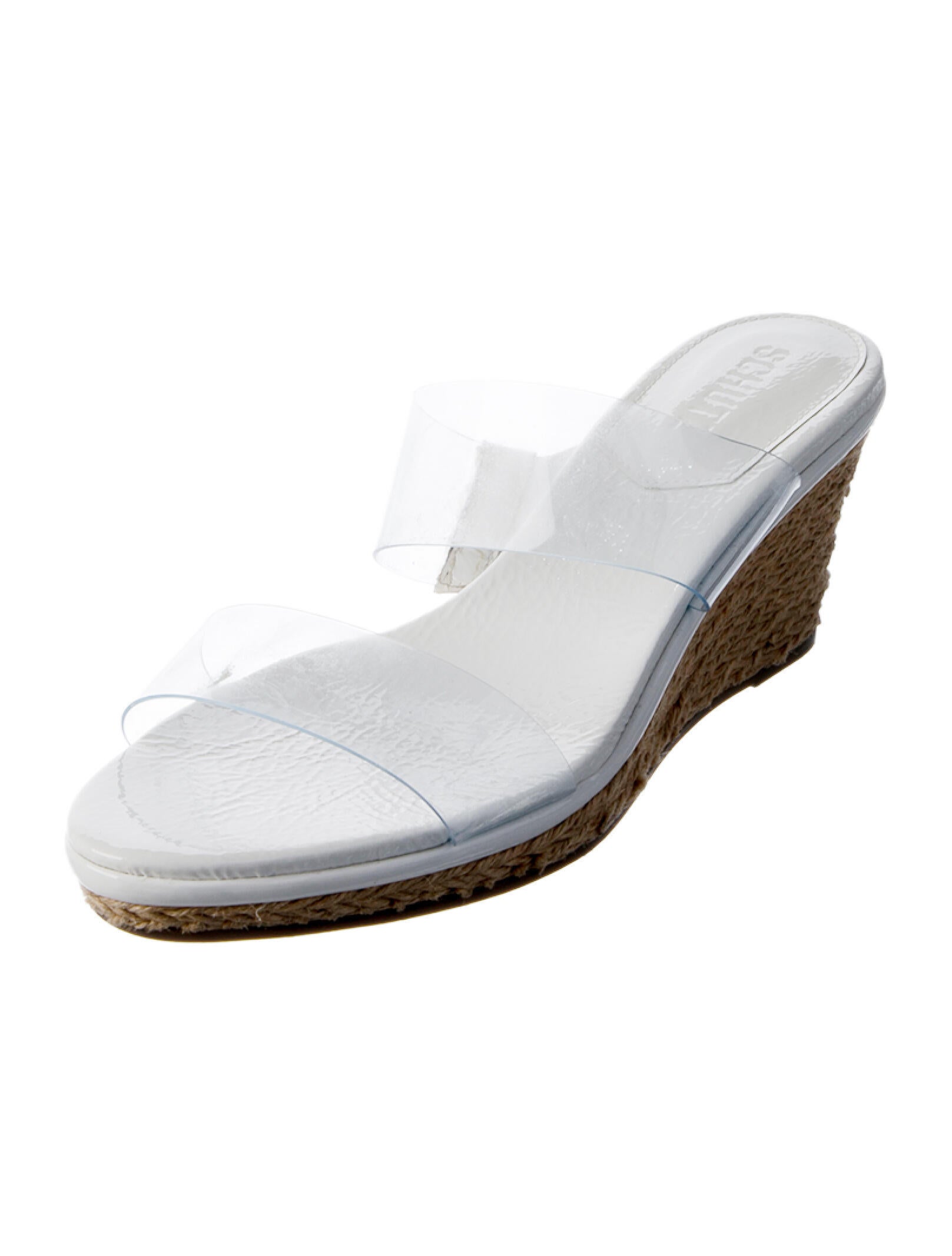 Schutz Patent Leather Embroidered Accent Slides