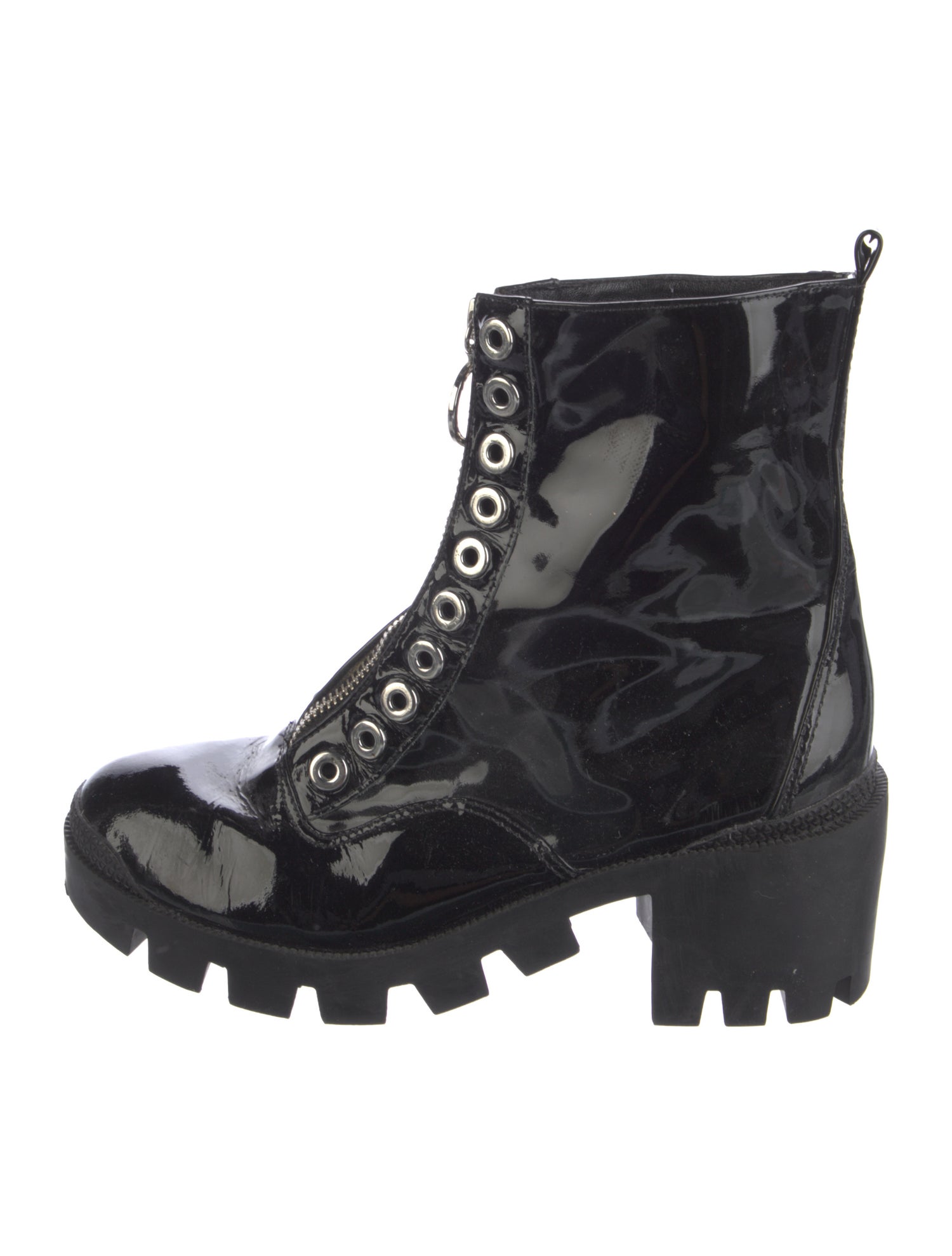Schutz Patent Leather Combat Boots