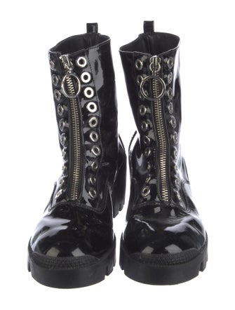 Schutz Patent Leather Combat Boots
