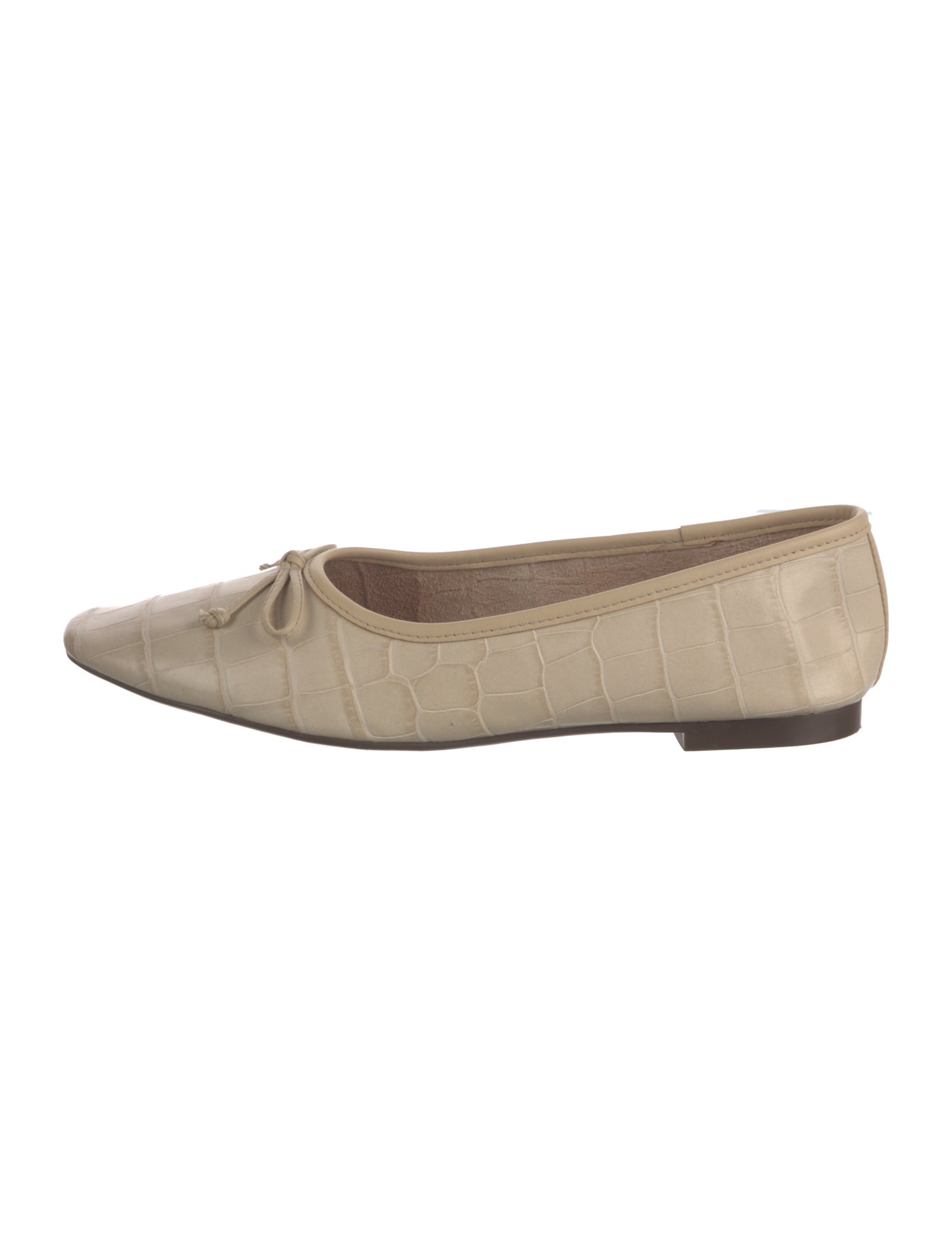 Schutz Embossed Leather Bow Accents Ballet Flats