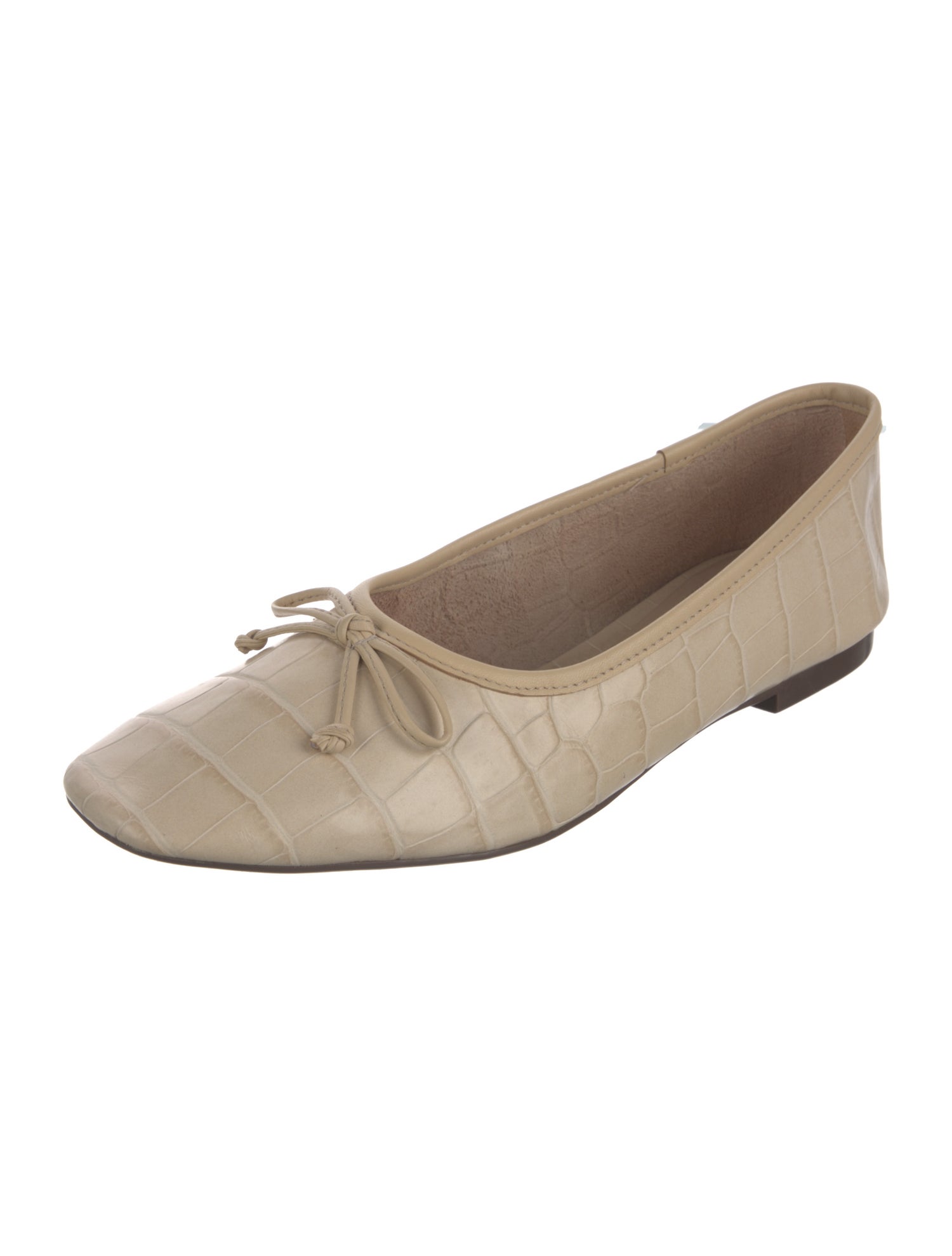 Schutz Embossed Leather Bow Accents Ballet Flats