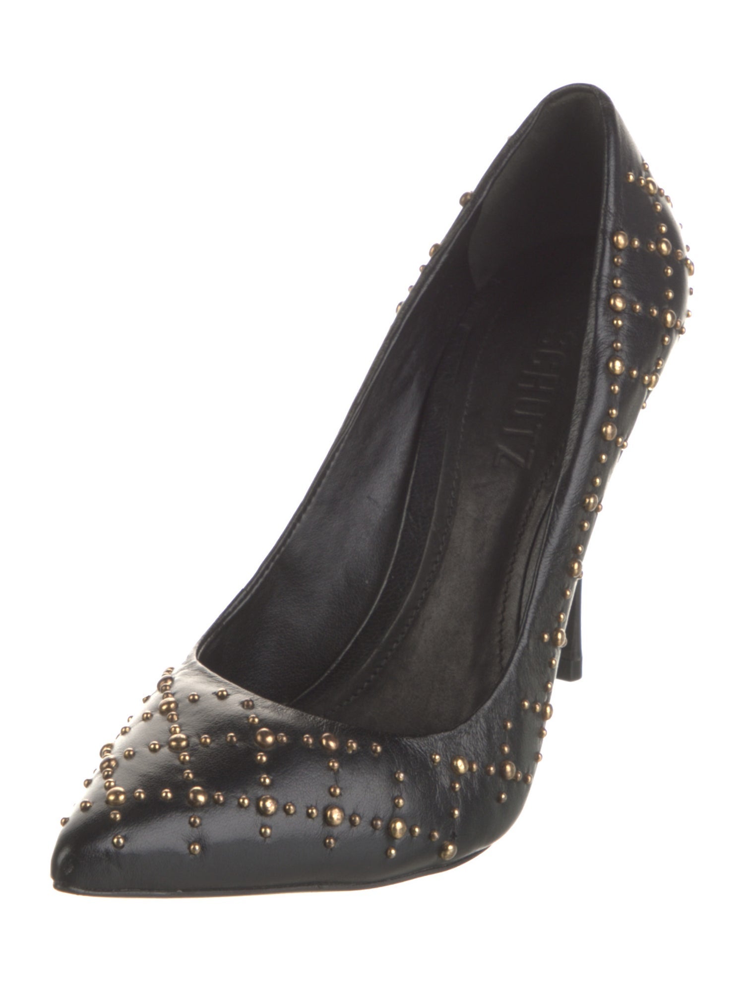 Schutz Leather Studded Accents Pumps