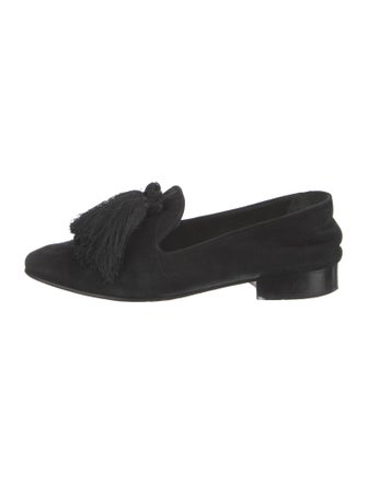 Schutz Suede Fringe Trim Accent Loafers