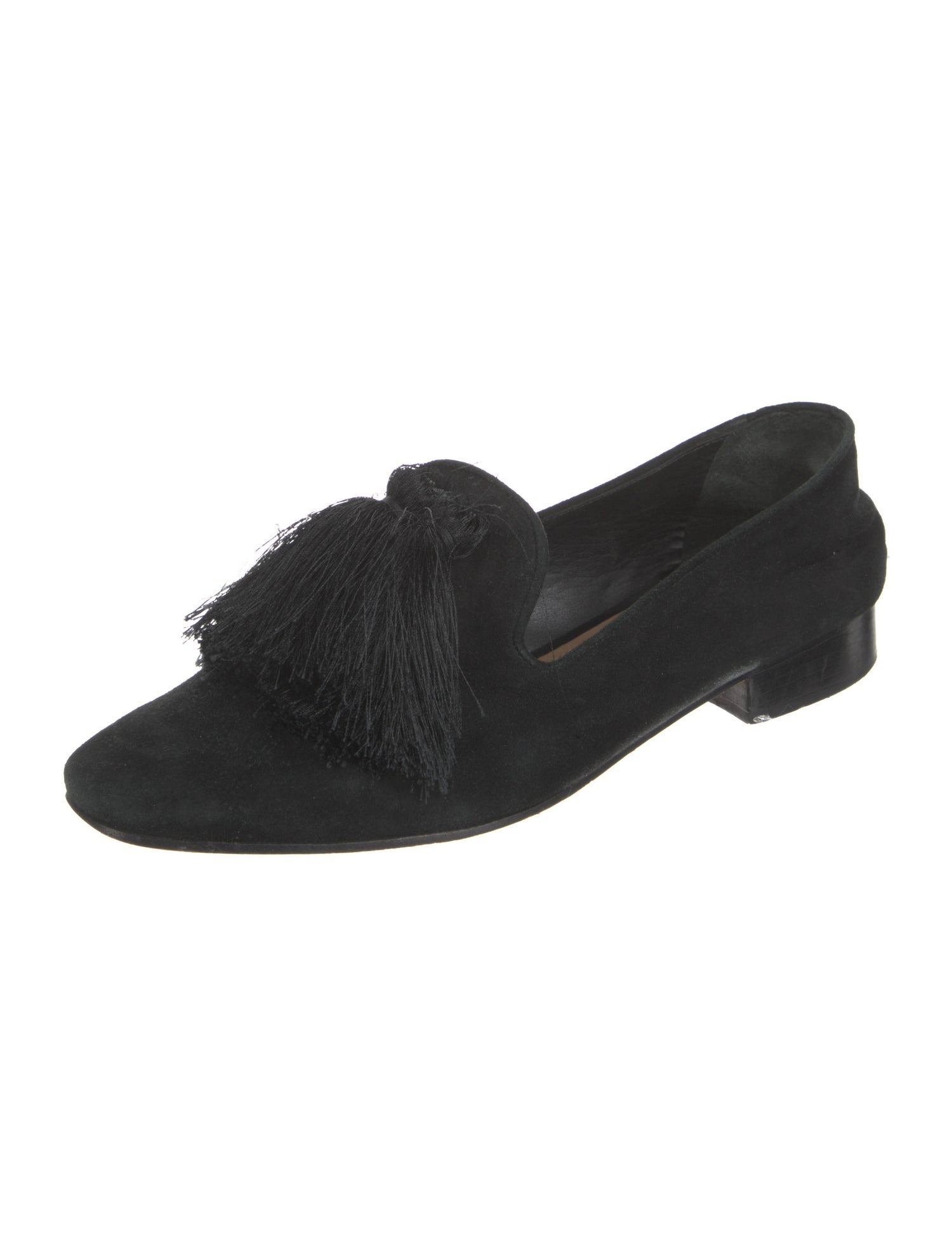 Schutz Suede Fringe Trim Accent Loafers