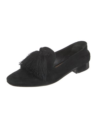 Schutz Suede Fringe Trim Accent Loafers