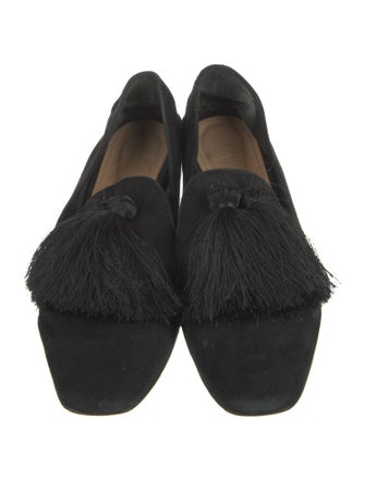 Schutz Suede Fringe Trim Accent Loafers