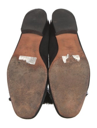 Schutz Suede Fringe Trim Accent Loafers