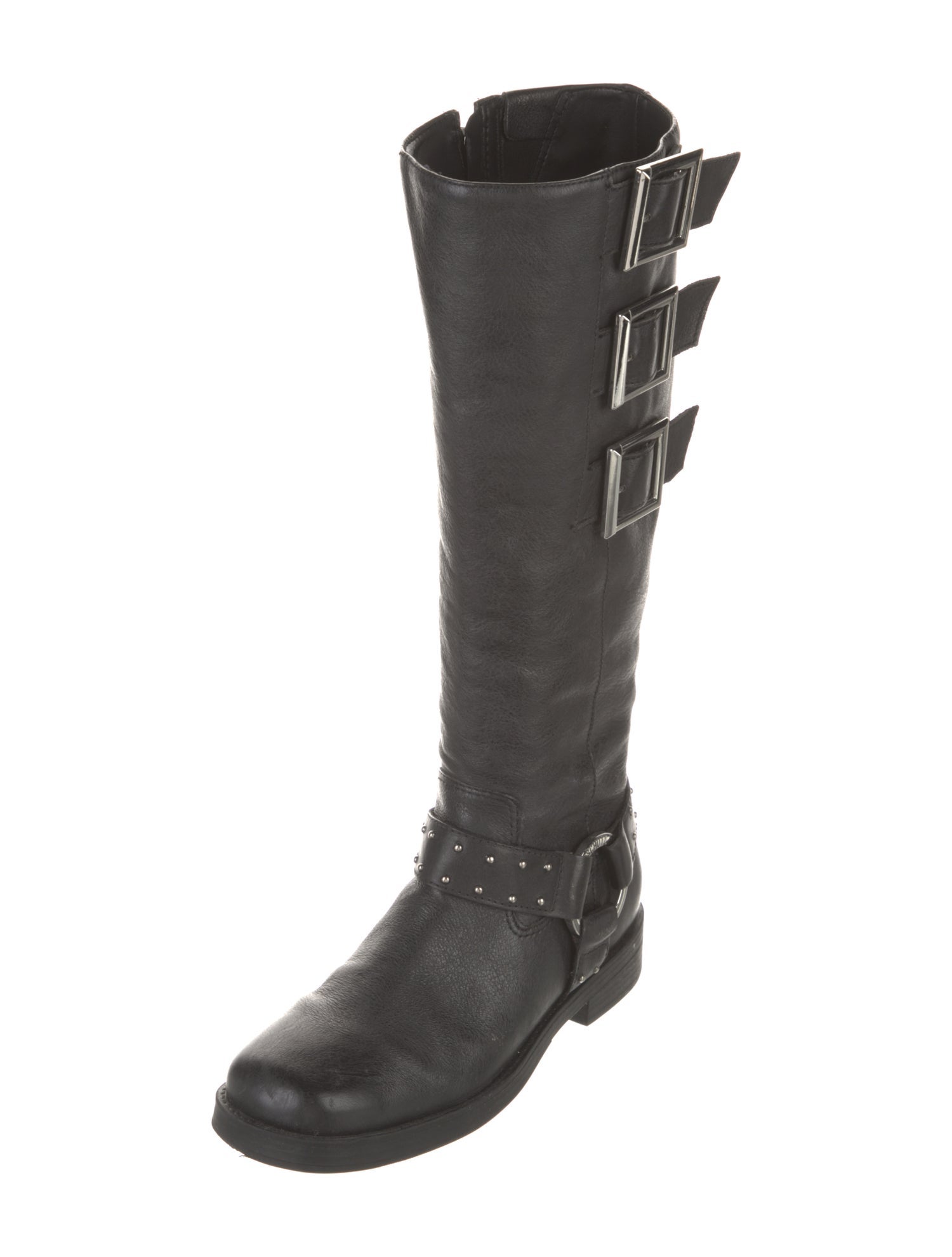 Schutz Leather Studded Accents Riding Boots