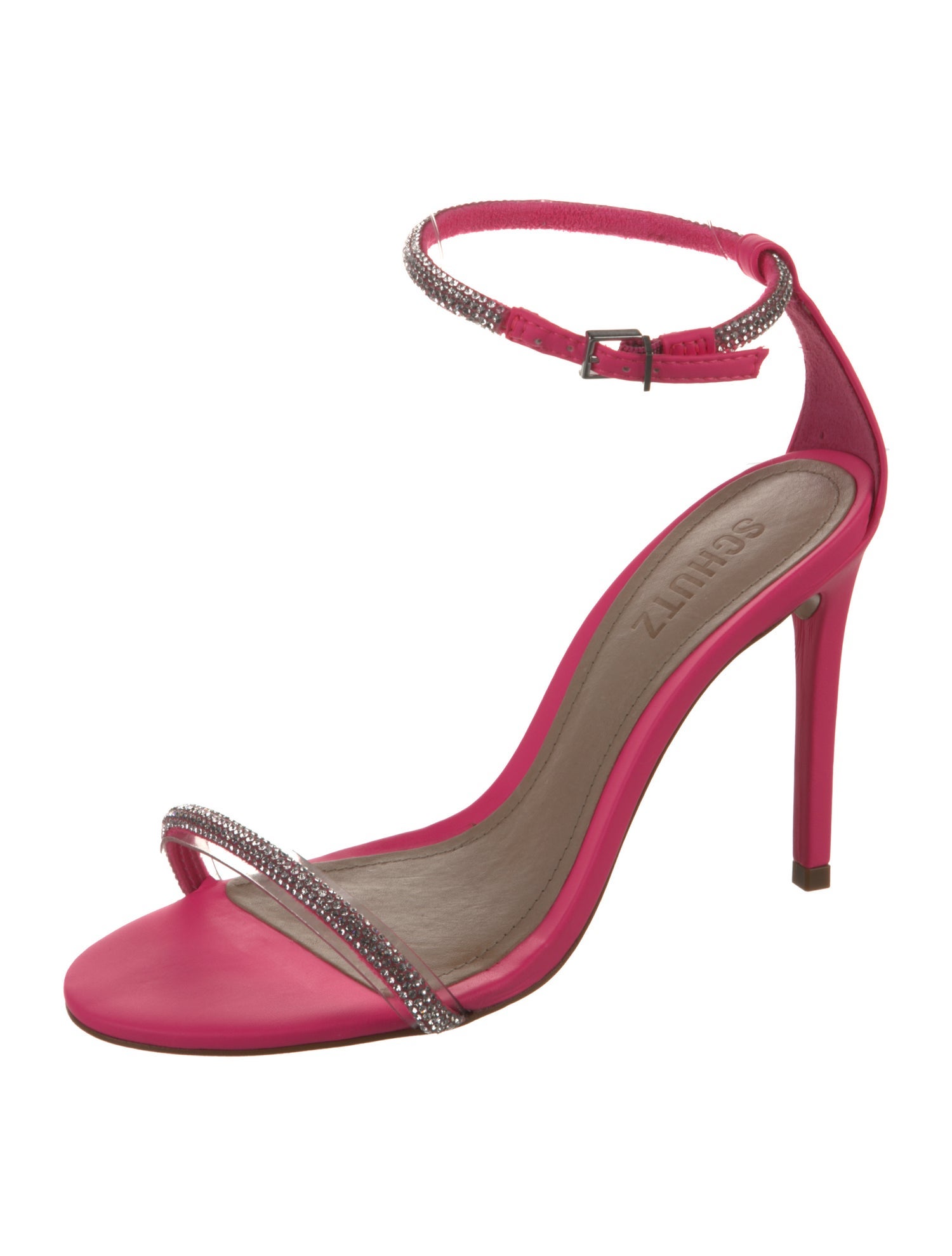 Schutz Leather Crystal Embellishments Sandals