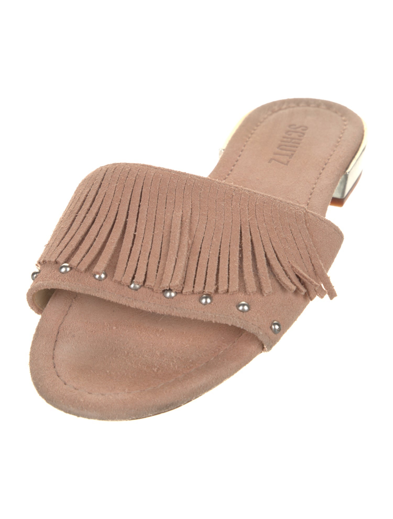 Schutz Suede Printed Slides