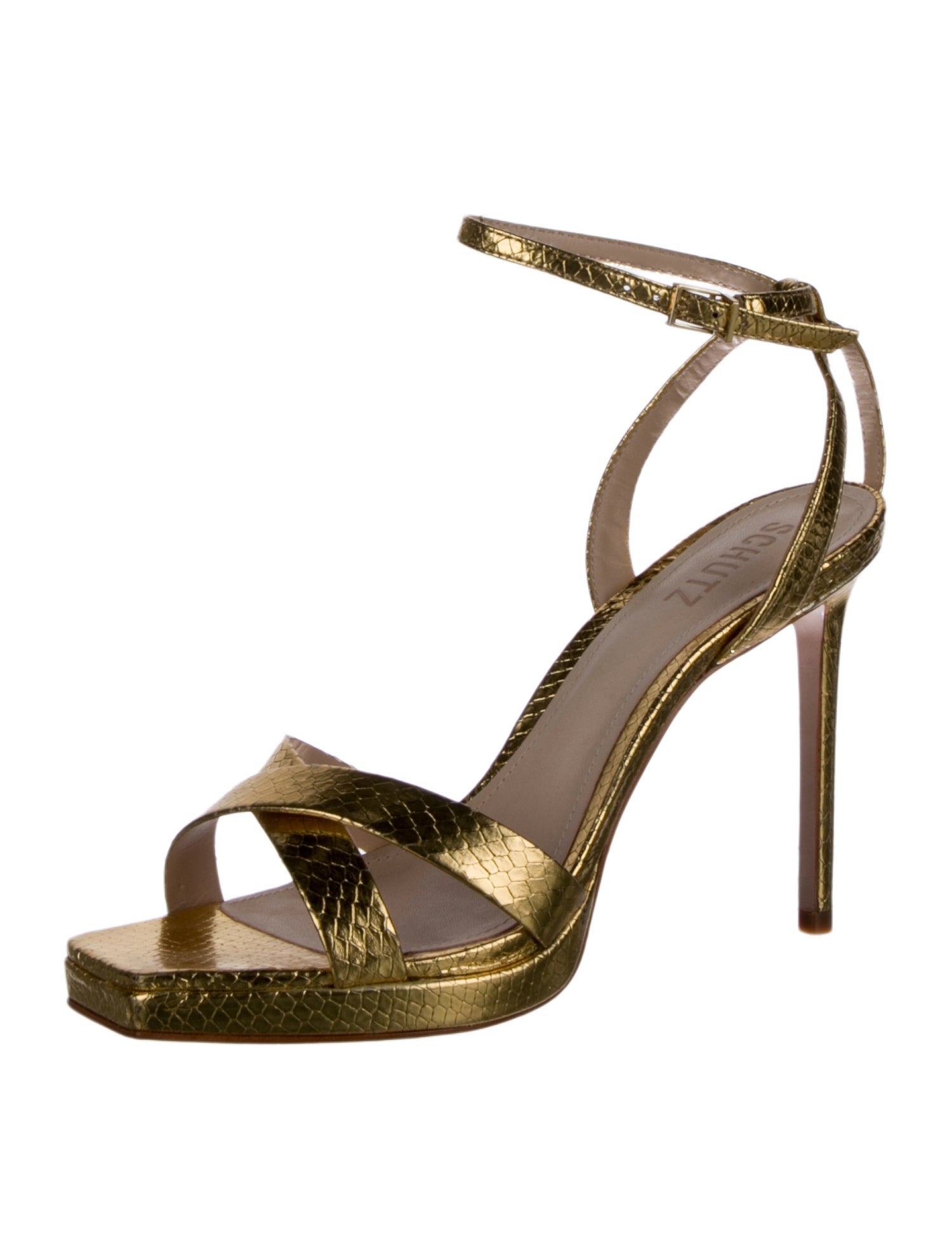 Schutz Leather Animal Print Sandals