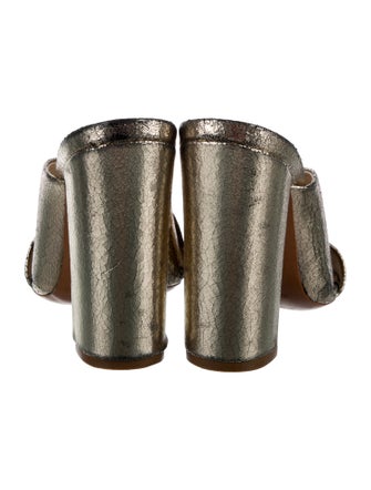 Schutz Leather Glitter Accents Mules