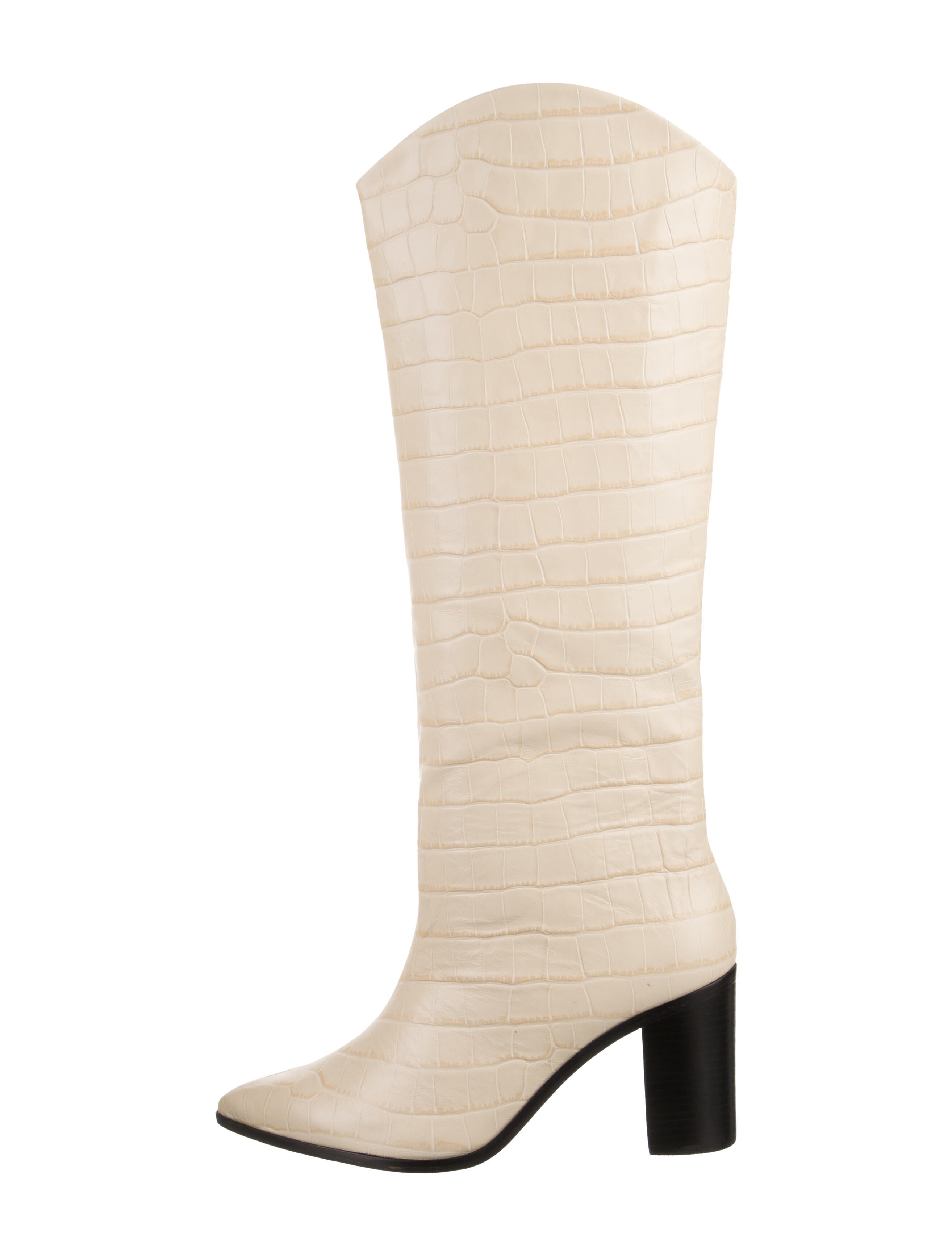 Schutz Leather Colorblock Pattern Boots