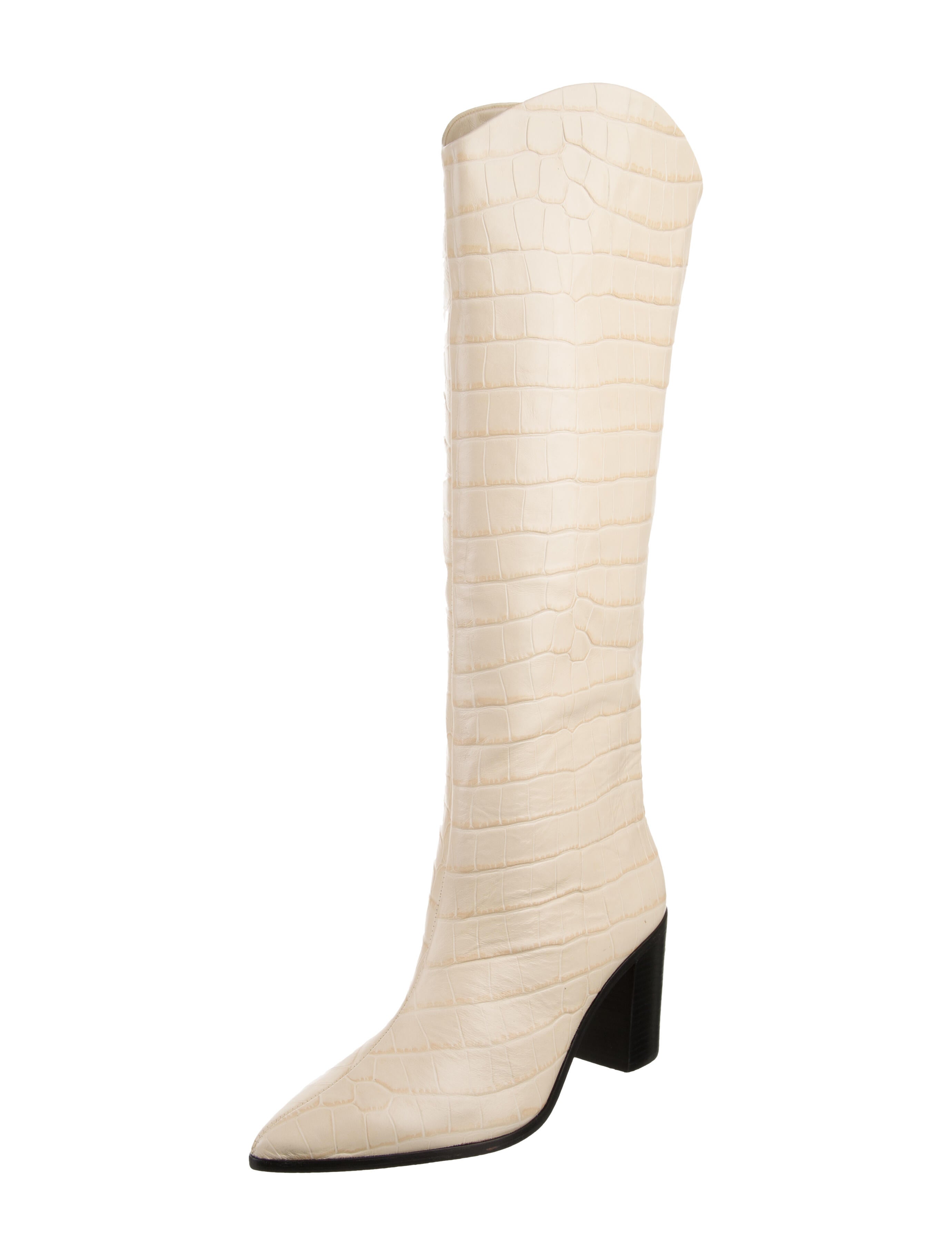 Schutz Leather Colorblock Pattern Boots