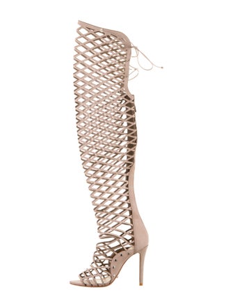 Schutz Leather Studded Accents Gladiator Sandals