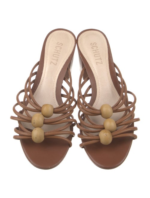 Schutz Leather Beaded Accents Slides