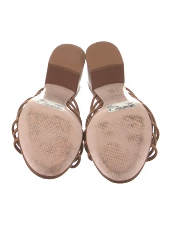Schutz Leather Beaded Accents Slides