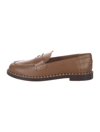 Schutz Leather Whipstitch Trim Loafers
