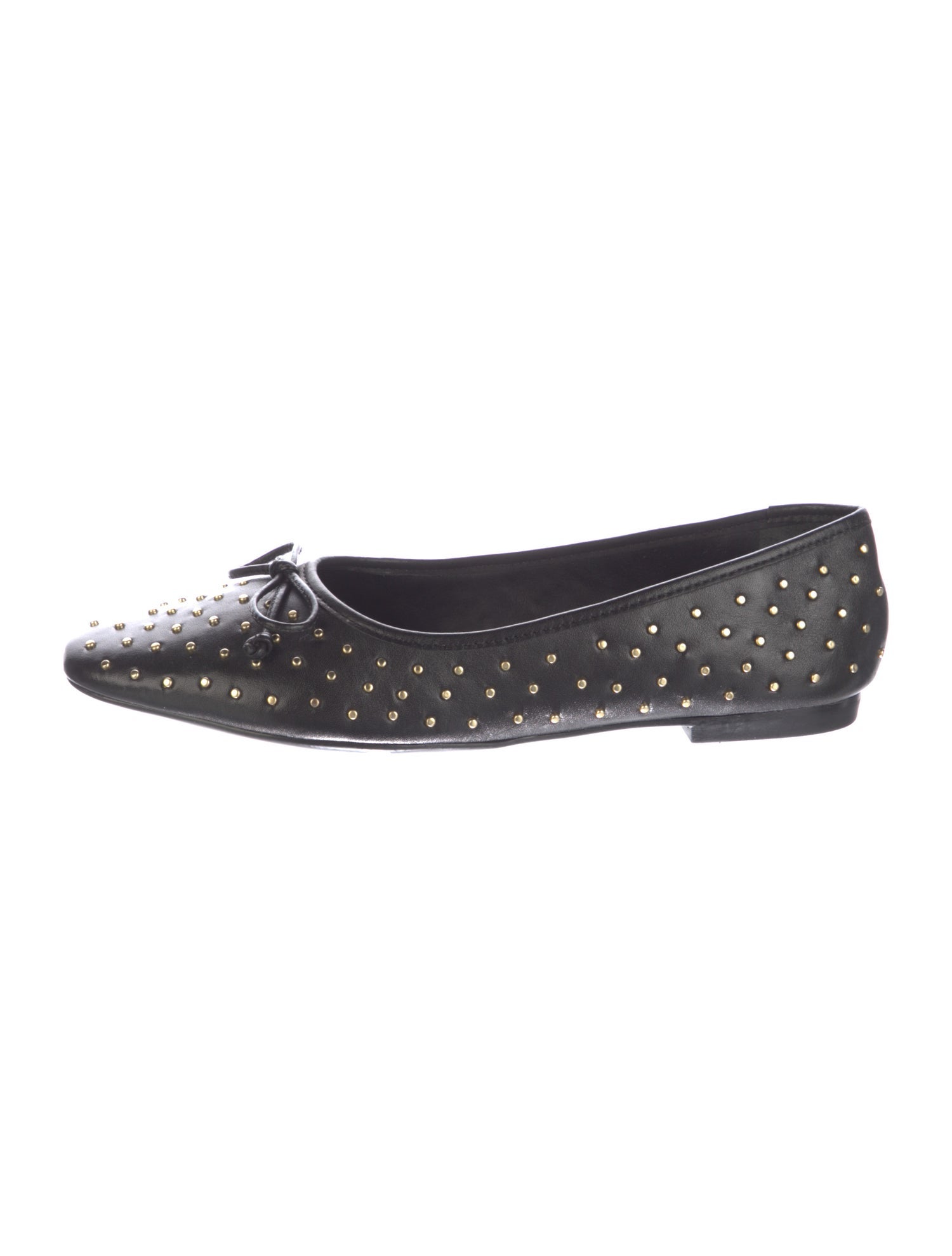 Schutz Leather Studded Accents Ballet Flats