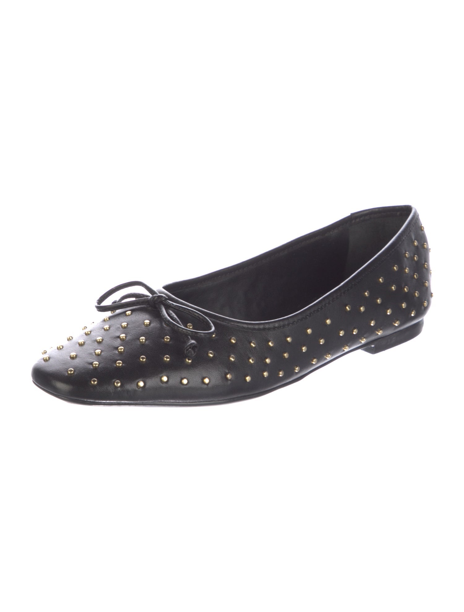 Schutz Leather Studded Accents Ballet Flats