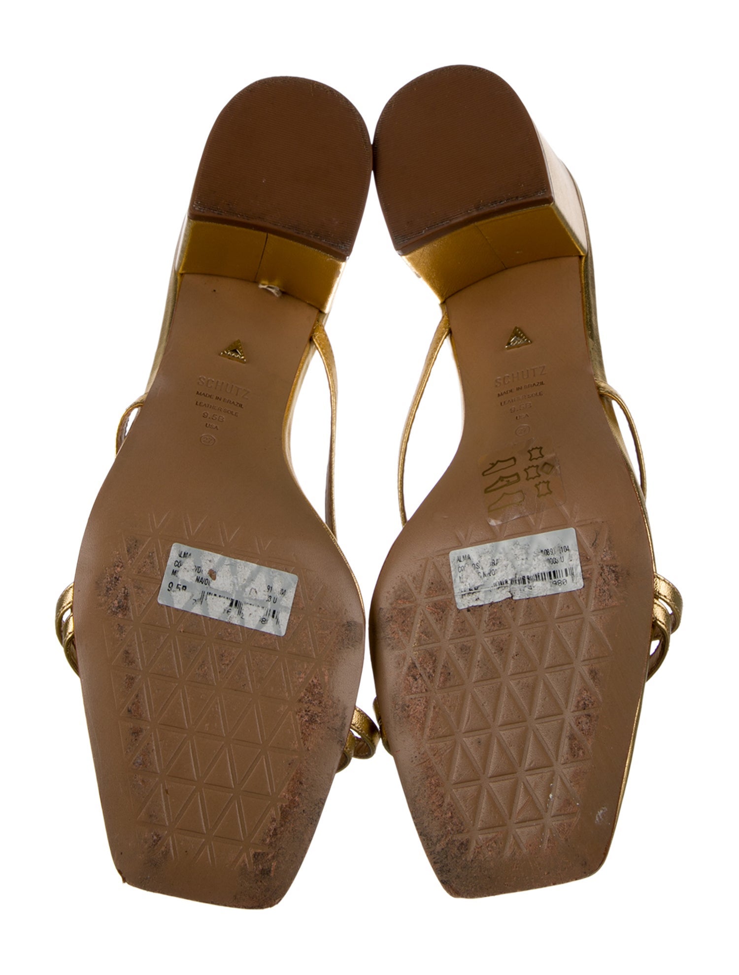 Schutz Leather Ruffle Embellishment Slides