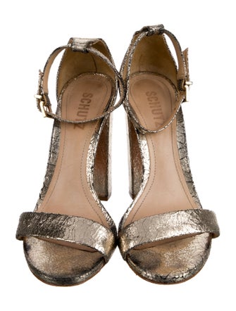 Schutz Leather Animal Print Sandals