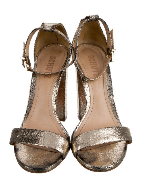 Schutz Leather Animal Print Sandals