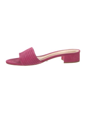 Schutz Suede Leather Trim Embellishment Slides