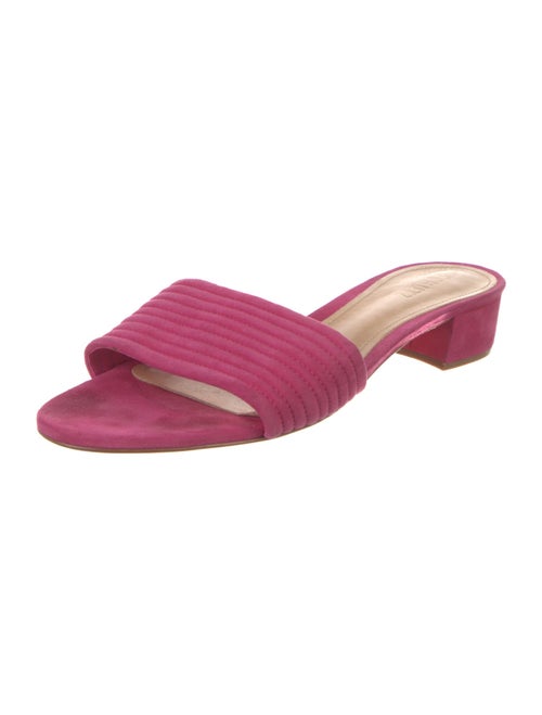 Schutz Suede Leather Trim Embellishment Slides