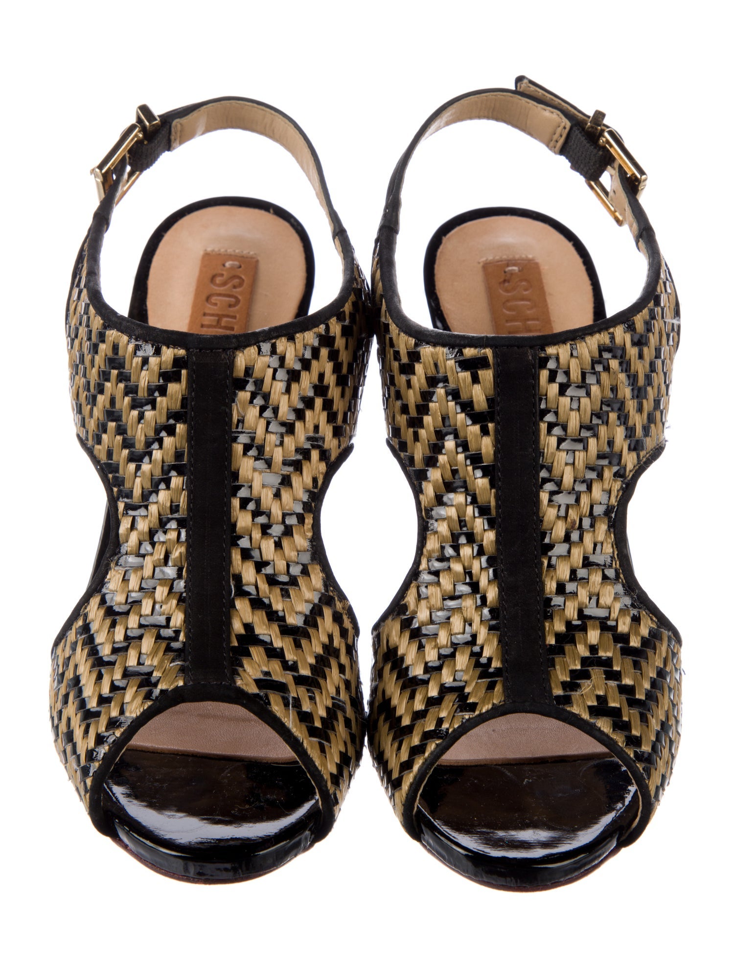 Schutz Raffia Printed T-Strap Pumps