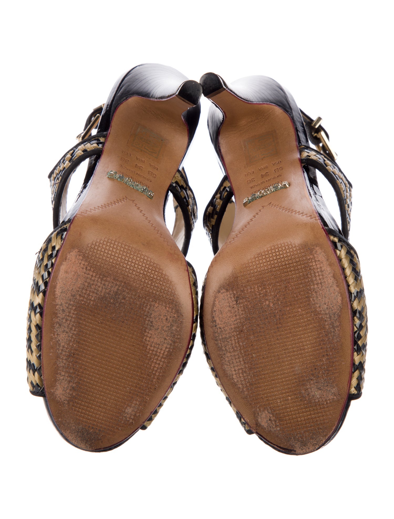 Schutz Raffia Printed T-Strap Pumps