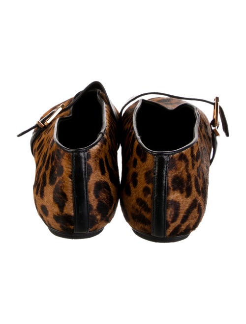 Schutz Calfskin Animal Print Mary Jane Flats