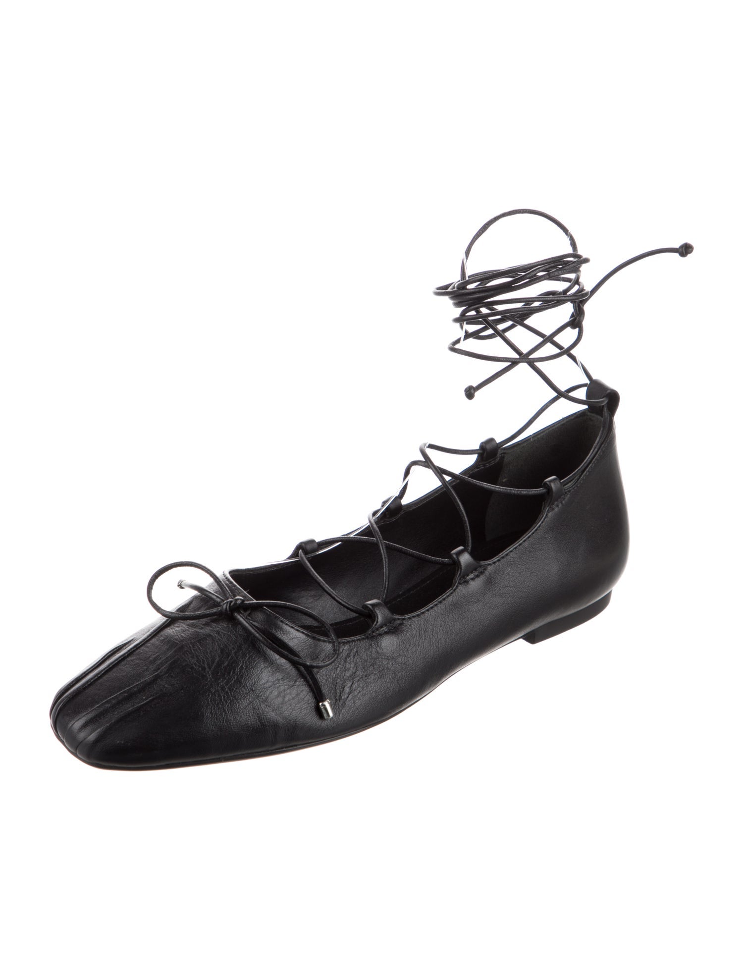 Schutz Leather Bow Accents Ballet Flats