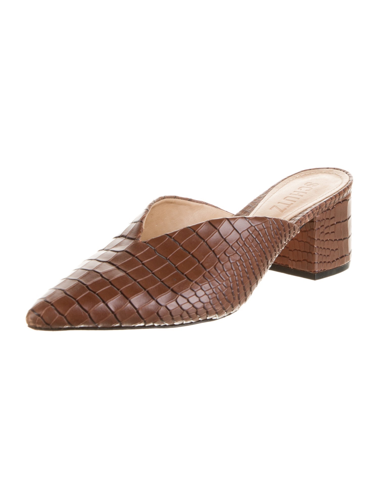 Schutz Leather Patterned Mules