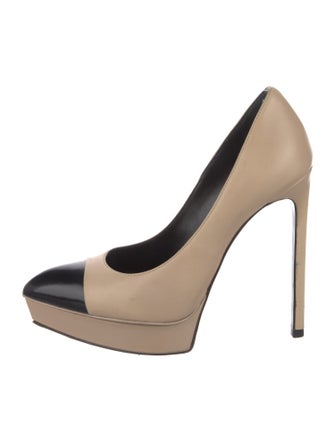 Schutz Leather Colorblock Pattern Pumps