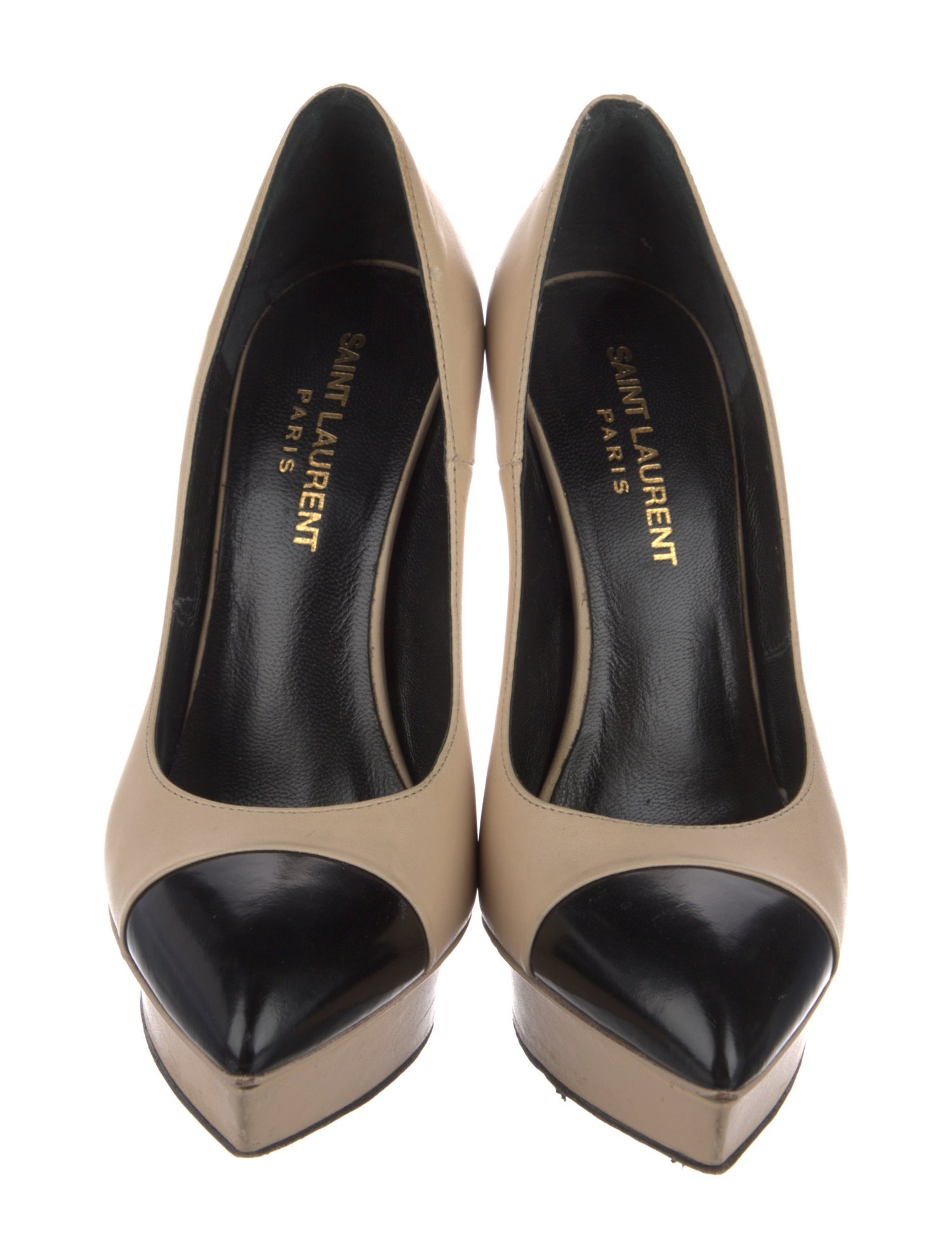 Schutz Leather Colorblock Pattern Pumps